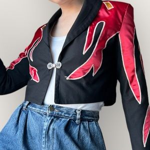 Victtor Camarena Mexico Small Blazer Black with Red Flames S